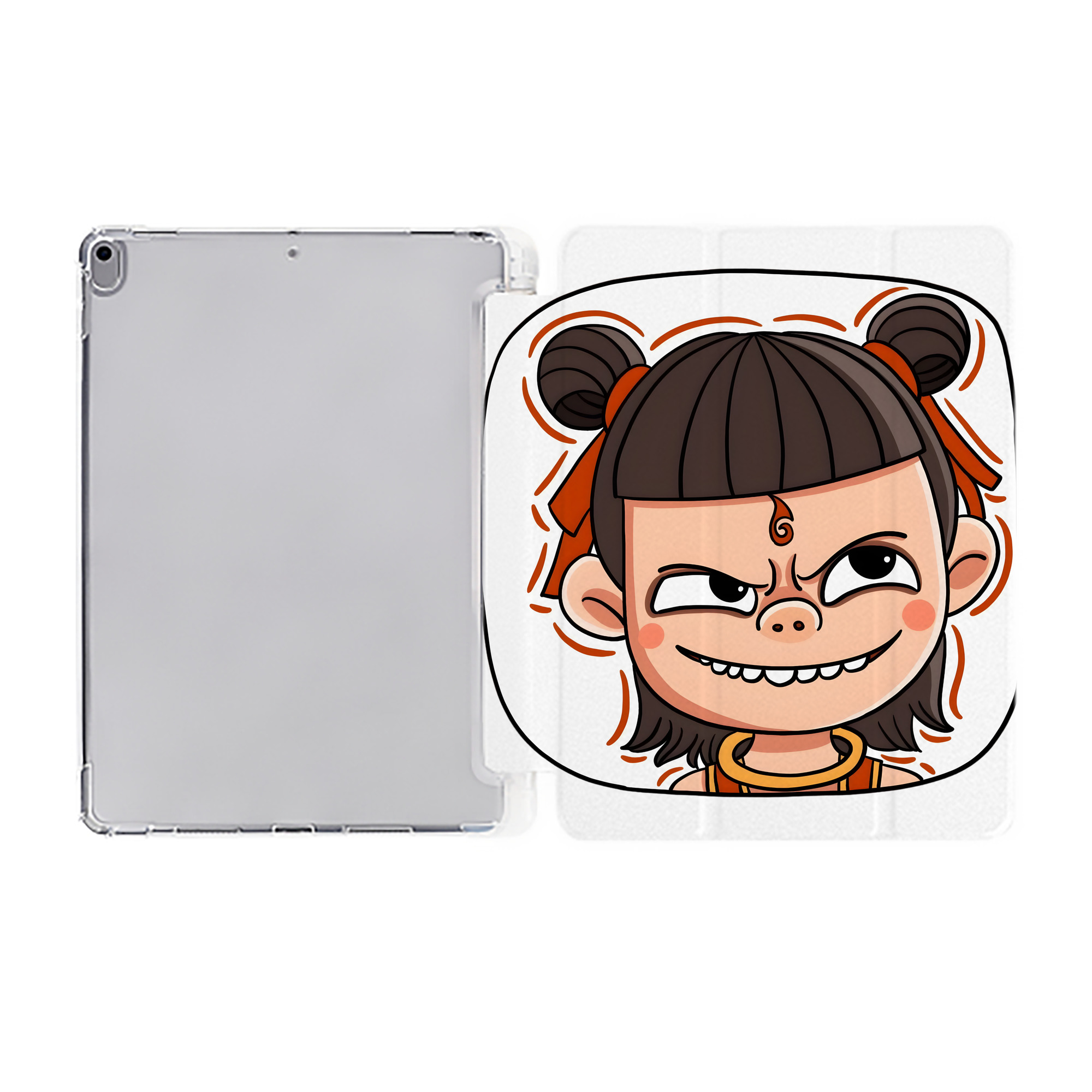 （画像用） Ne Zha 2 ナタ 魔童の大暴れ IPad ケース ペン収納付き 三つ折りスタンド PUレザー×シリコン 対応機種9.5/10.5/10.9インチ